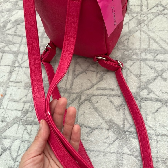 Betsey Johnson Hot Pink Dog Mini Backpack Heart Embossed Novelty Bag NWT main image 5